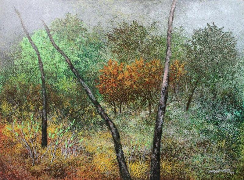 Nature acrylic painting titled 'Untitled', 36x48 inches, by artist Surya Prakash on Canvas