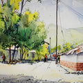 Landscape watercolor painting titled 'Untitled', 14x18 inches, by artist Ramdas Thorat on Paper