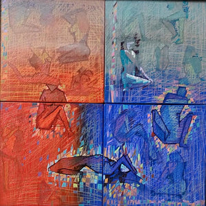 Abstract acrylic painting titled 'Untitled', 24x24 inches, by artist Zalak Bheda on Canvas