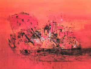Abstract acrylic painting titled 'Untitled', 24x36 inches, by artist Dnyaneshwar Dhavale on Canvas