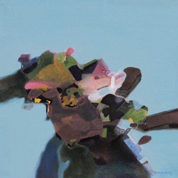 Abstract acrylic painting titled 'Untitled', 24x24 inches, by artist Ravindra Parkhi on Canvas