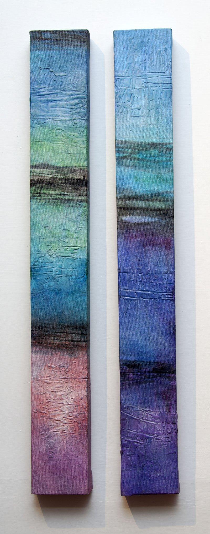 Abstract acrylic painting titled 'Untitled', 33x8 inches, by artist Goutam Mukherjee on Canvas