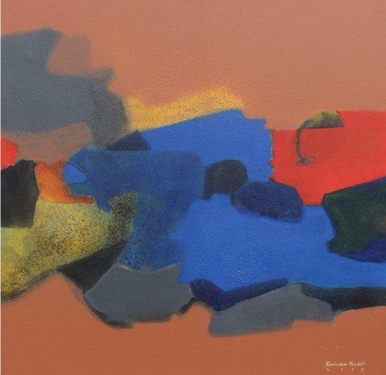 Abstract acrylic painting titled 'Untitled', 24x24 inches, by artist Ravindra Parkhi on Canvas