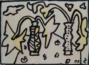 Abstract mixed media painting titled 'Untitled', 22x30 inches, by artist Jogen Chowdhury on Paper