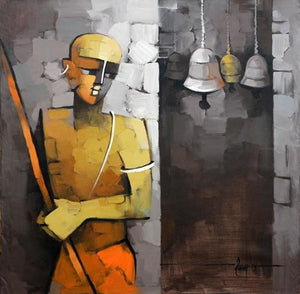 Figurative acrylic painting titled 'Untitled', 36x36 inches, by artist Deepa Vedpathak on Canvas