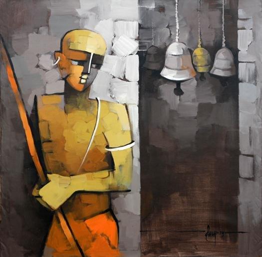Figurative acrylic painting titled 'Untitled', 36x36 inches, by artist Deepa Vedpathak on Canvas