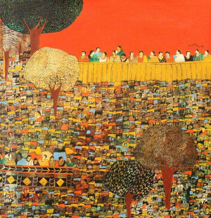 Abstract acrylic painting titled 'Untitled', 36x36 inches, by artist Rama Krishna V on Canvas