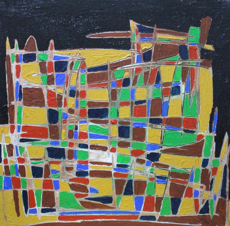 Abstract acrylic painting titled 'Untitled', 12x12 inches, by artist Rama Krishna V on Canvas