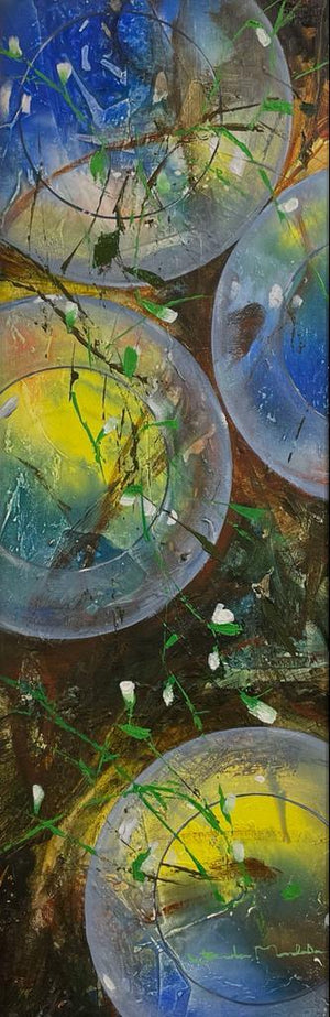 Nature acrylic painting titled 'Untitled', 36x12 inches, by artist Bhaskar Mandolu on Canvas