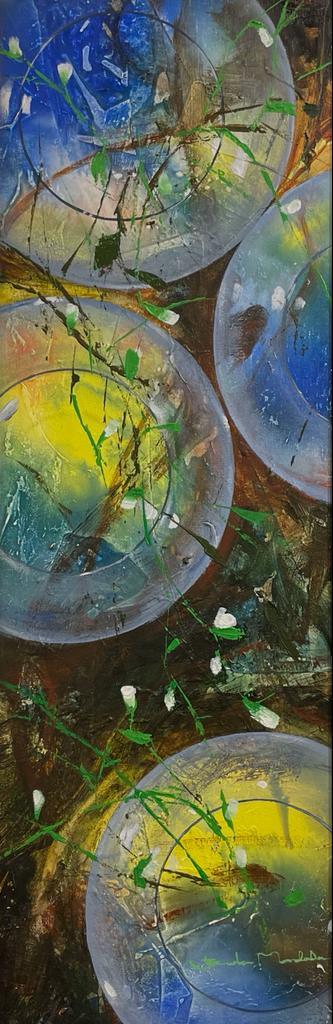 Nature acrylic painting titled 'Untitled', 36x12 inches, by artist Bhaskar Mandolu on Canvas