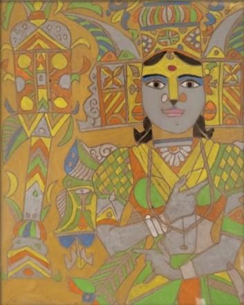 Figurative poster painting titled 'Untitled', 7x6 inches, by artist Laxma Goud on Paper