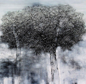 Landscape acrylic painting titled 'Untitled', 36x36 inches, by artist Bhaskar Rao on Canvas