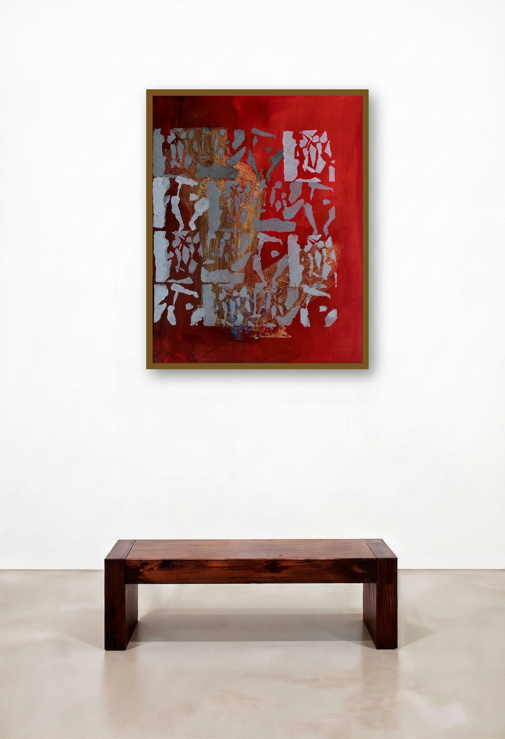 Untitled (Red Abstraction with Silver)