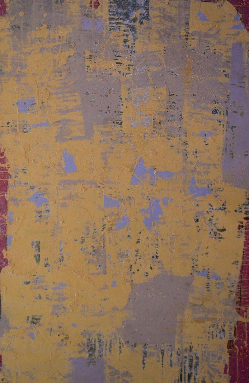 Abstract mixed media painting titled 'Untitled', 65x42 inches, by artist Kashinath Jadhav on Paper