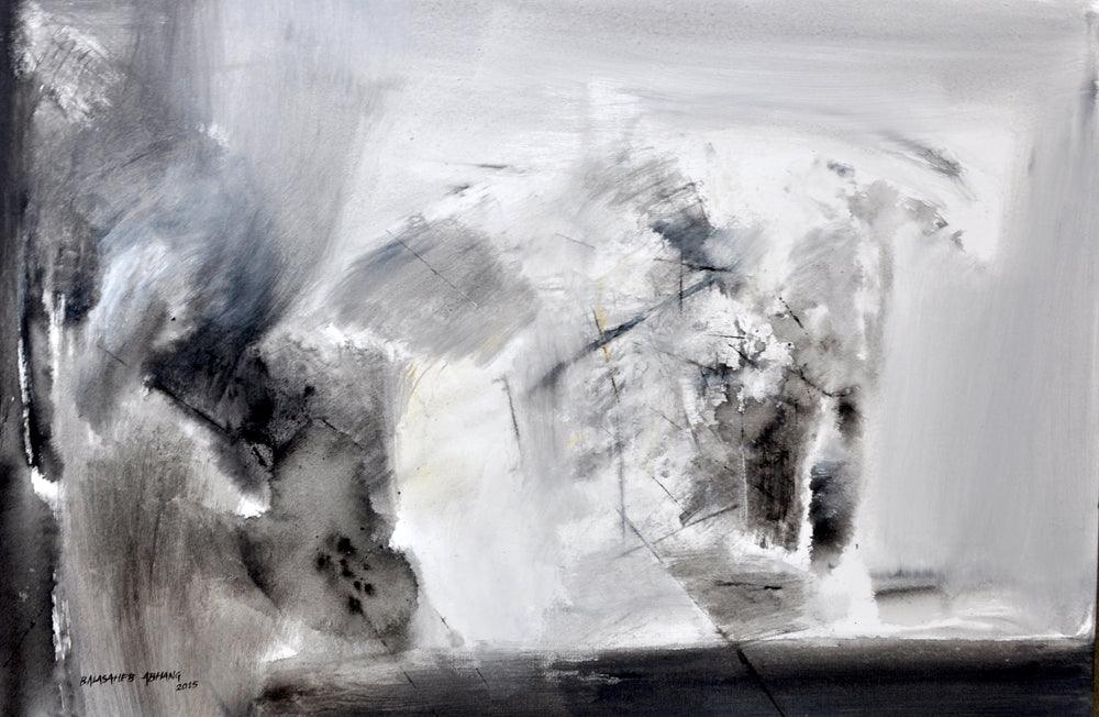 Abstract acrylic painting titled 'Untitled', 24x36 inches, by artist Balasaheb Abhang on Canvas