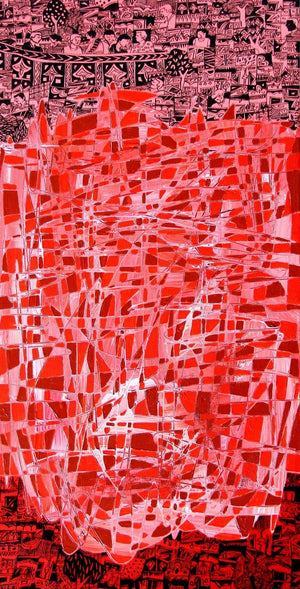 Abstract acrylic painting titled 'Untitled', 36x18 inches, by artist Rama Krishna V on Canvas