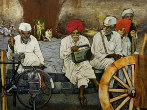 Figurative acrylic painting titled 'Untitled', 72x96 inches, by artist Vijay Gille on Canvas