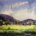 Landscape watercolor painting titled 'Untitled', 12x12 inches, by artist Ramdas Thorat on Paper