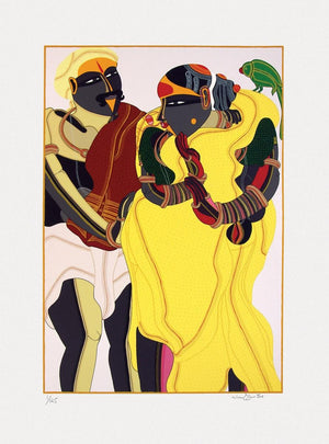 Figurative serigraphs painting titled 'Untitled', 30x22 inches, by artist Thota Vaikuntam on Paper