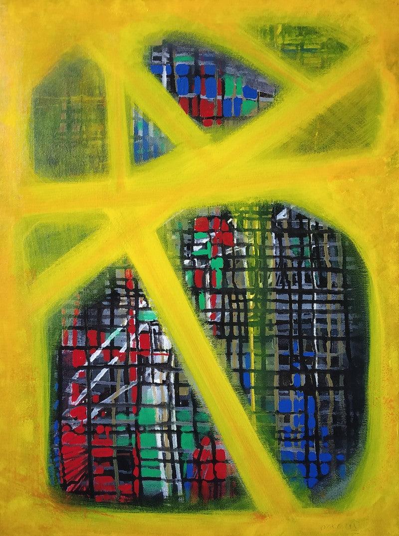 Abstract acrylic painting titled 'Untitled', 24x18 inches, by artist Niketan Bhalerao on On Canvas