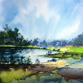 Landscape watercolor painting titled 'Untitled', 12x12 inches, by artist Ramdas Thorat on Paper