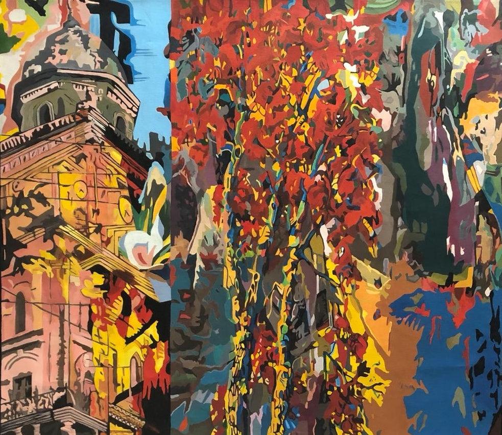 contemporary acrylic painting titled 'Untitled', 35x40 inches, by artist Fawad Tamkanat on Canvas