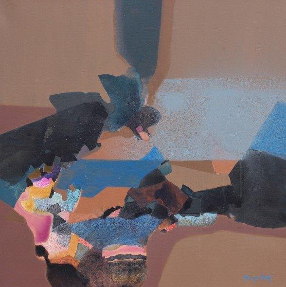 Abstract acrylic painting titled 'Untitled', 24x24 inches, by artist Ravindra Parkhi on Canvas