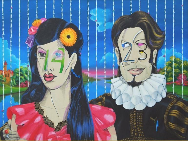 Figurative acrylic painting titled 'Untitled', 58x78 inches, by artist Sumantra Mukherjee on Canvas