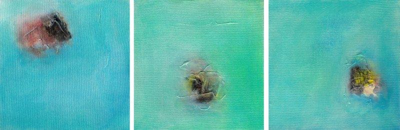 Abstract acrylic painting titled 'Untitled', 24x8 inches, by artist Goutam Mukherjee on Canvas