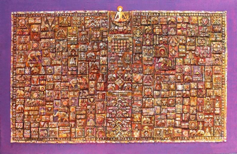 Religious acrylic painting titled 'Untitled', 72x120 inches, by artist Ram Thorat on Canvas