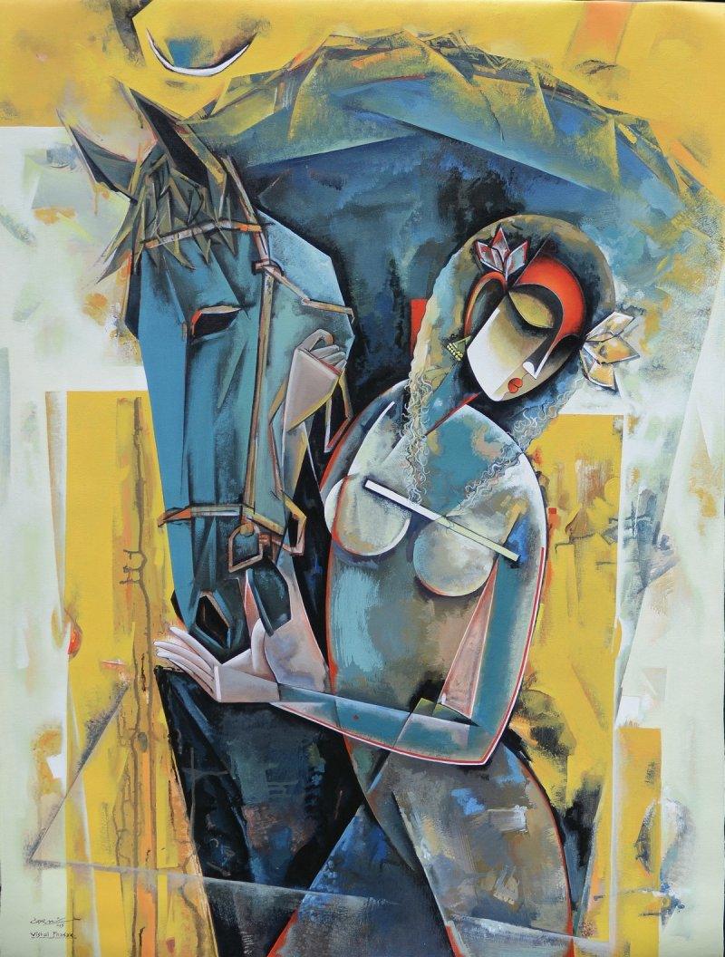 Figurative acrylic painting titled 'Untitled', 48x36 inches, by artist Vishal Phasale on Canvas