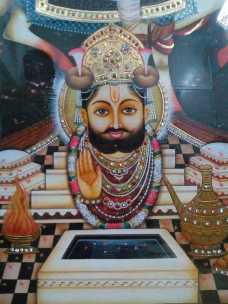 Religious tribal painting titled 'Untitled', 48x36 inches, by artist Rajendra Khanna on Cloth