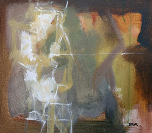 Untitled (Urban Glow) by Sardar Jadhav, Original Acrylic Abstract Painting on Canvas, X-Small Square Wall Art