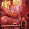 Figurative acrylic painting titled 'Untitled', 20x19 inches, by artist Samir Sarkar on Canvas