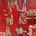 Abstract mixed media painting titled 'Untitled', 72x32 inches, by artist Kashinath Jadhav on Paper
