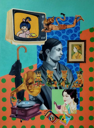 Figurative acrylic painting titled 'Untitled', 48x36 inches, by artist Shrikant Ranga on Canvas