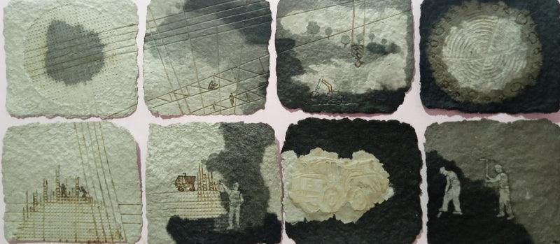 Abstract mixed media painting titled 'Untitled', 8x9 inches, by artist Intaz Ansari on Paper Pulp