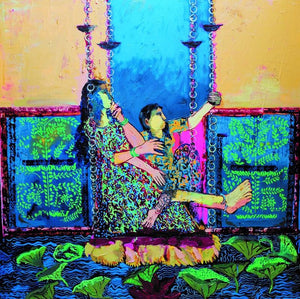 Figurative acrylic oil painting titled 'Untitled', 60x60 inches, by artist Subhash Babhulkar on Canvas