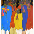 Figurative serigraphs painting titled 'Untitled', 50x40 inches, by artist Thota Vaikuntam on Paper