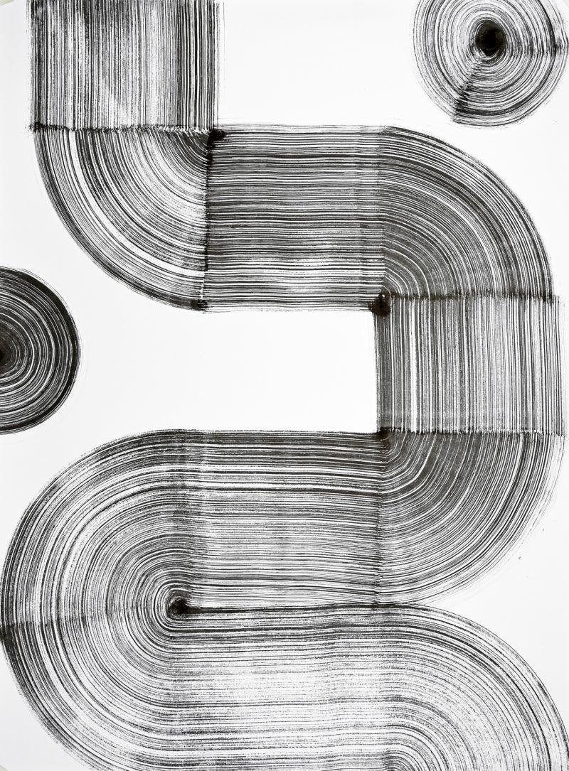 Abstract ink drawing titled 'Untitled', 30x22 inches, by artist Sumit Mehndiratta on Paper