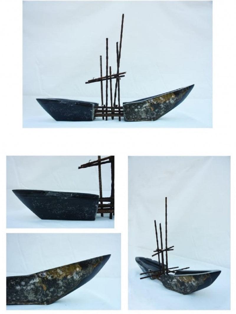 Abstract sculpture titled 'Untitled', 30x23x8 inches, by artist Yogender Kumar on Black Marble