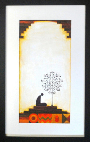 Untitled (Inner Sanctum) by Ishani Pimpalkhare, Original Acrylic Figurative Painting on Paper, Small Vertical Wall Art