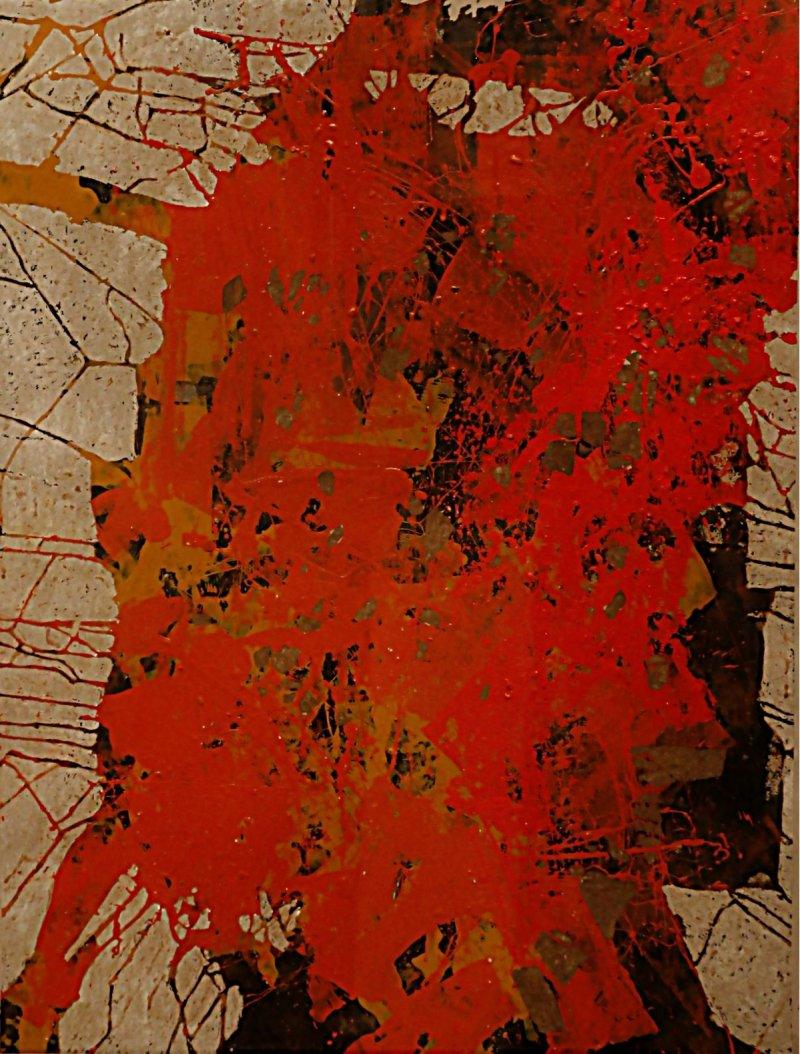 Abstract mixed media painting titled 'Untitled', 42x32 inches, by artist Kashinath Jadhav on Paper