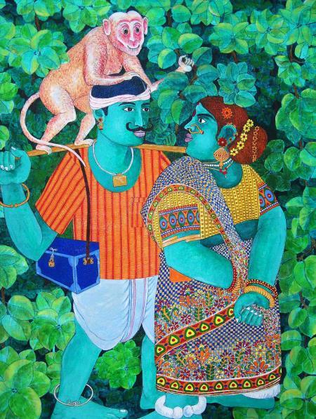 Figurative acrylic painting titled 'Untitled', 15x20 inches, by artist Bhawandla Narahari on Canvas
