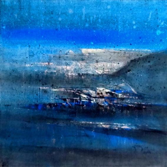Untitled Blue 17 Painting by Dnyaneshwar Dhavale | ArtZolo.com