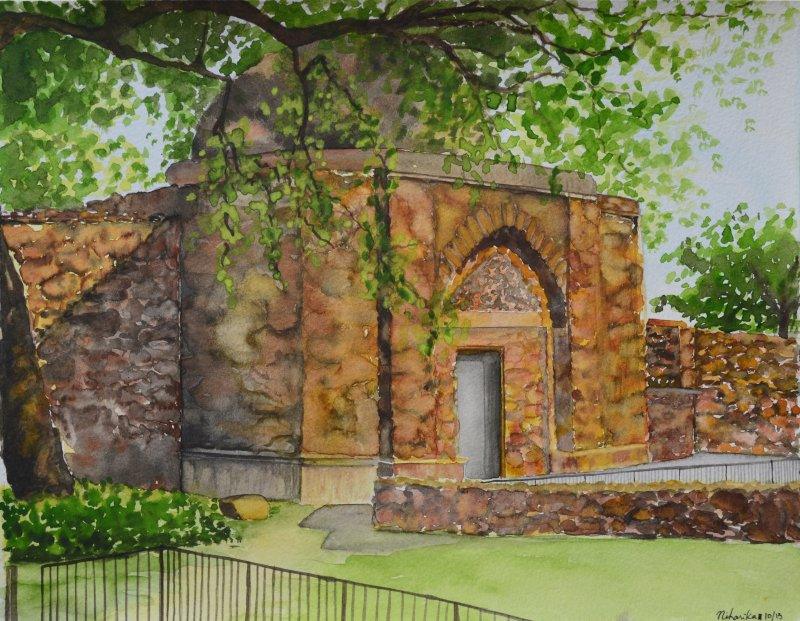 Landscape watercolor painting titled 'Untitled II', 12x10 inches, by artist Niharika Gupta on Paper