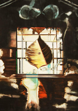 Untitled Iii (Path to Illumination) by Bhavesh Patel, Original Mixed Media Fantasy Painting on Paper, Medium Vertical Wall Art