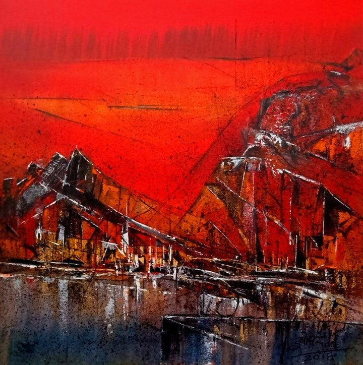 Untitled Red 13 Painting by Dnyaneshwar Dhavale | ArtZolo.com