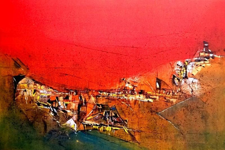 Untitled Red 14 Painting by Dnyaneshwar Dhavale | ArtZolo.com