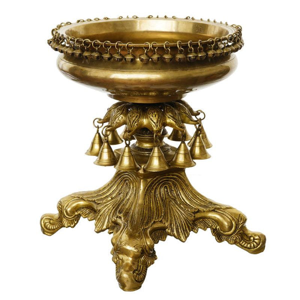 Urli With Bells And Stand Handicraft by Brass Handicrafts | ArtZolo.com